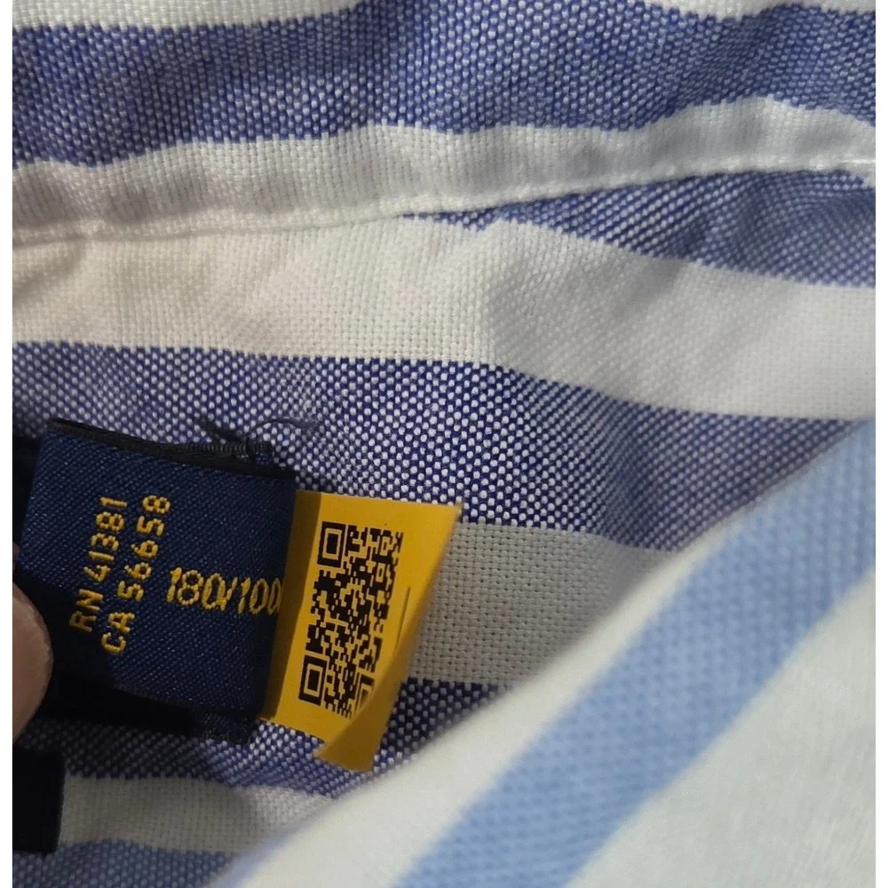 Polo Ralph Lauren Chambray Shirt Men L Blue Striped Flesh Pony Button Down NWOT